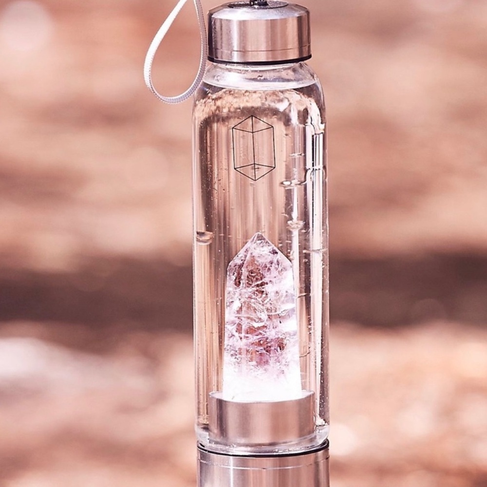 Free People Glacce Crystal Elixir Rose Quartz Glass Water Bottle